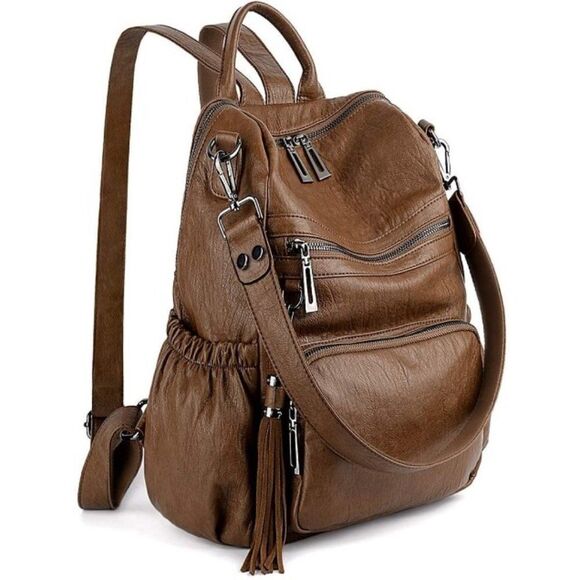 LMI Fashion Leather backpack-1Brown main image 4